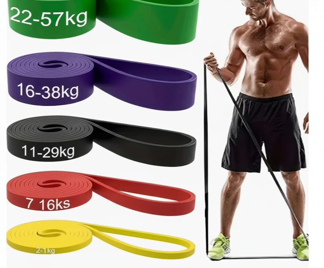 Resistance bands set for workouts, home fitness, and strength training