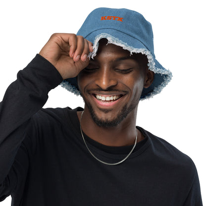 StreetFit denim bucket hat, unisex streetwear style, casual everyday accessory