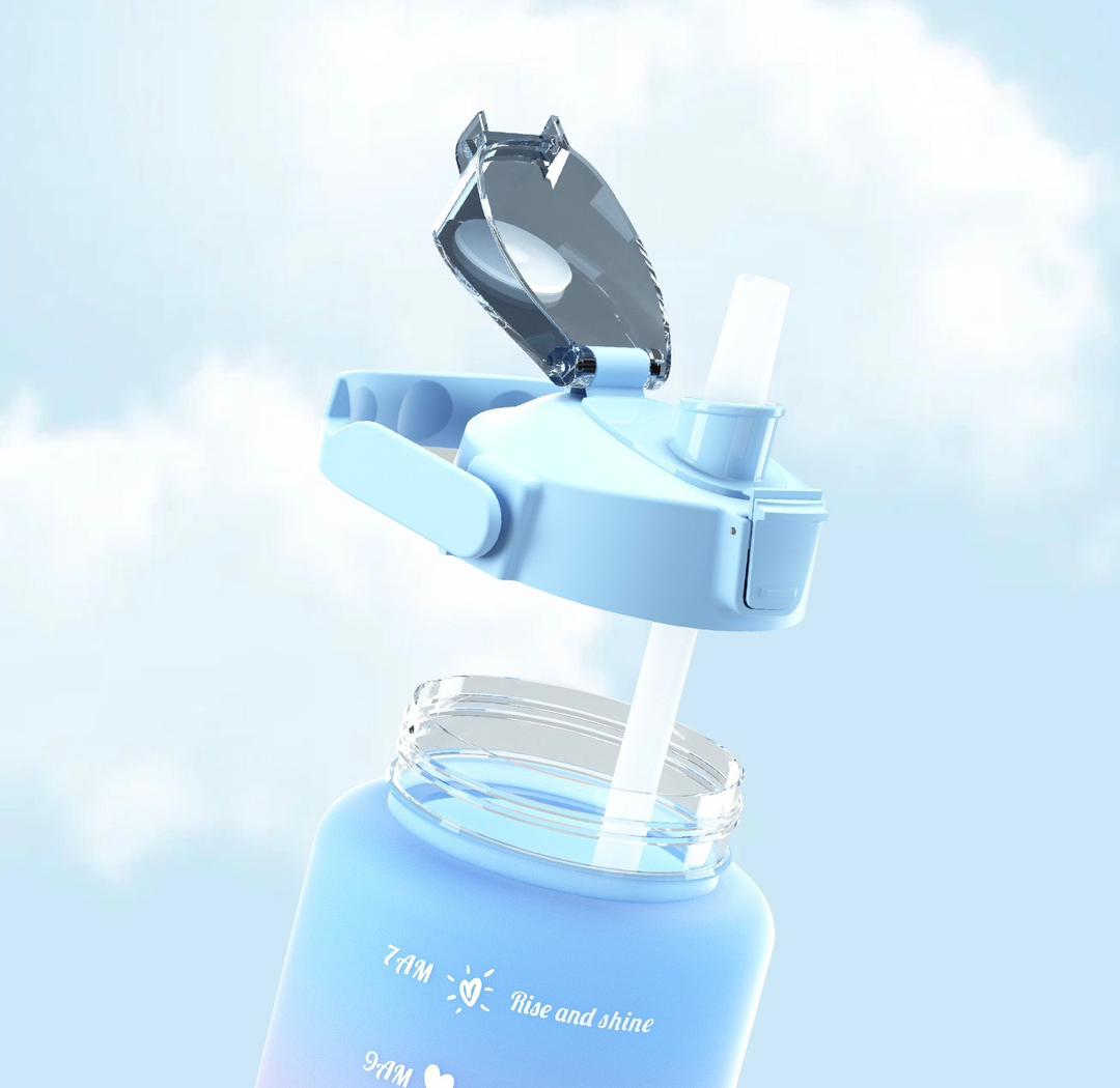 2L motivational water bottle for workouts, fitness, and daily hydration